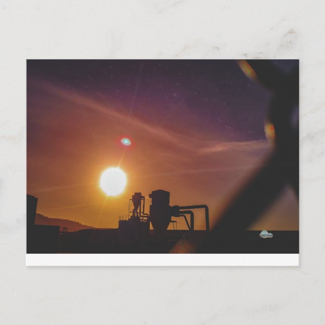 Carte Postale Lever de soleil industriel à Welshpool, Pays de Ga (Devant)