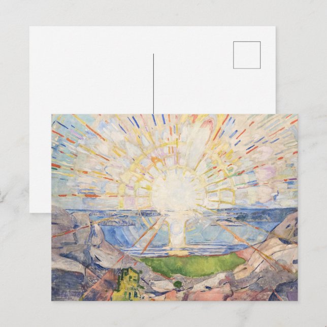 Carte Postale Lever du renouveau, Solenintro d’Edvard Munch (Devant / Derrière)