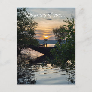 Carte Postale Lever du soleil du bateau de pêche