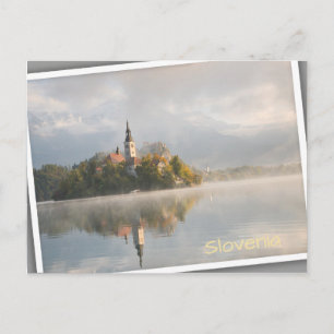 Carte Postale Lever du soleil du lac Foggy Bled en Slovénie