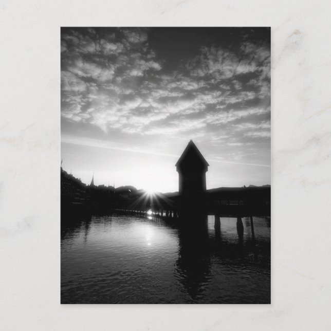Carte Postale lever du soleil du pont de la Chapelle Lucerne (Devant)