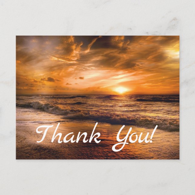 Carte Postale Lever du soleil et paysage marin (Devant)