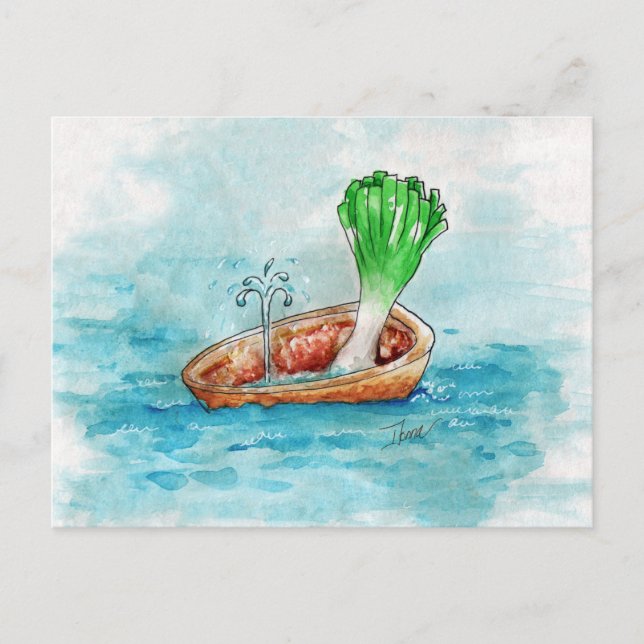 Carte Postale Levier dans un bateau avec une fuite amusante (Devant)