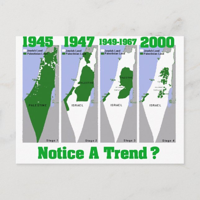 Carte Postale L'évolution de la Palestine (Devant)