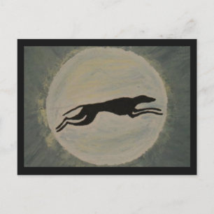 Carte Postale Lévrier sous la pleine lune
