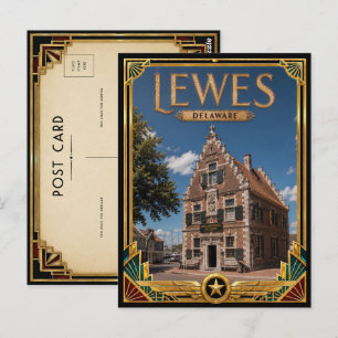 Carte Postale Lewes Delaware Art Déco Vintage Âge d'Or