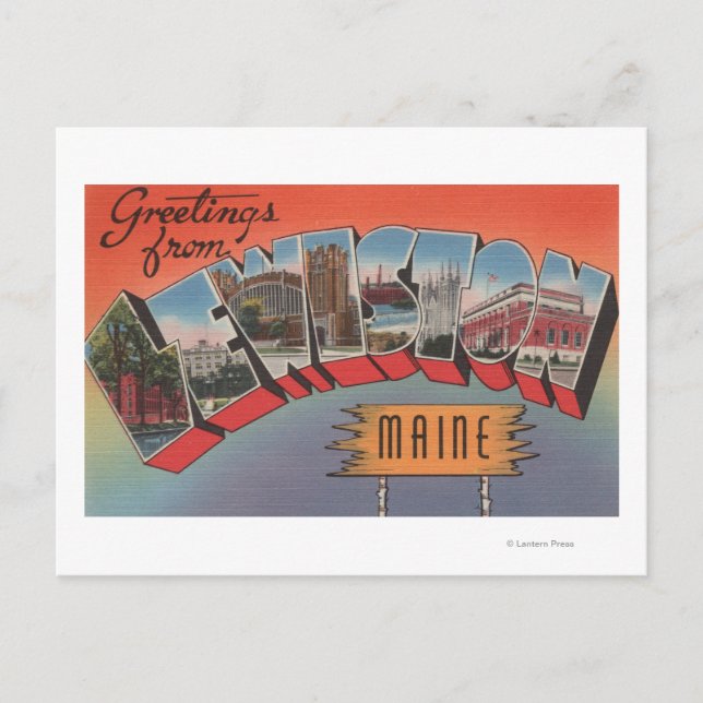 Carte Postale Lewiston, Maine - Scènes de grandes lettres (Devant)