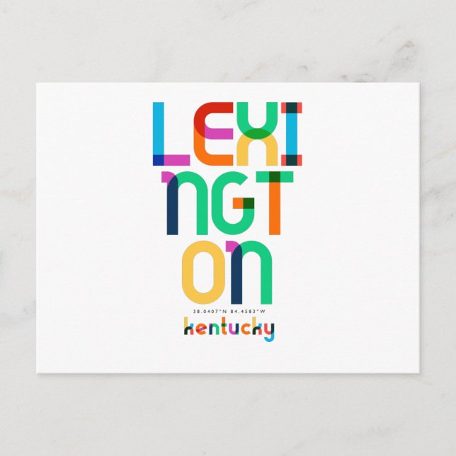 Carte Postale Lexington Kentucky Mid Century, Pop Art, (Devant)