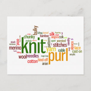 Carte Postale Lexique de Tricot de Knit Purl pour Knitters