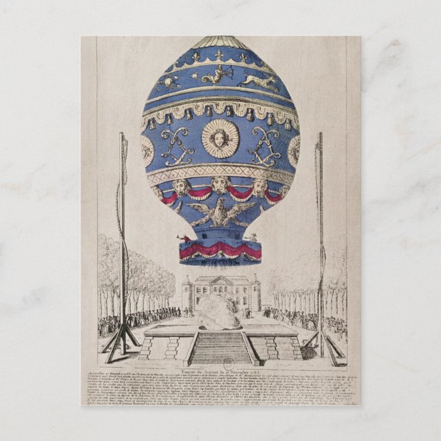 Carte Postale L'expérience du ballon des frères Montgolfier (Devant)