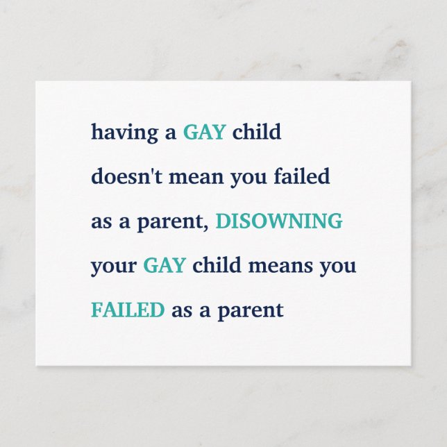 Carte Postale LGBT Avoir Un Enfant Gay Amour Fierté Parentalité  (Devant)