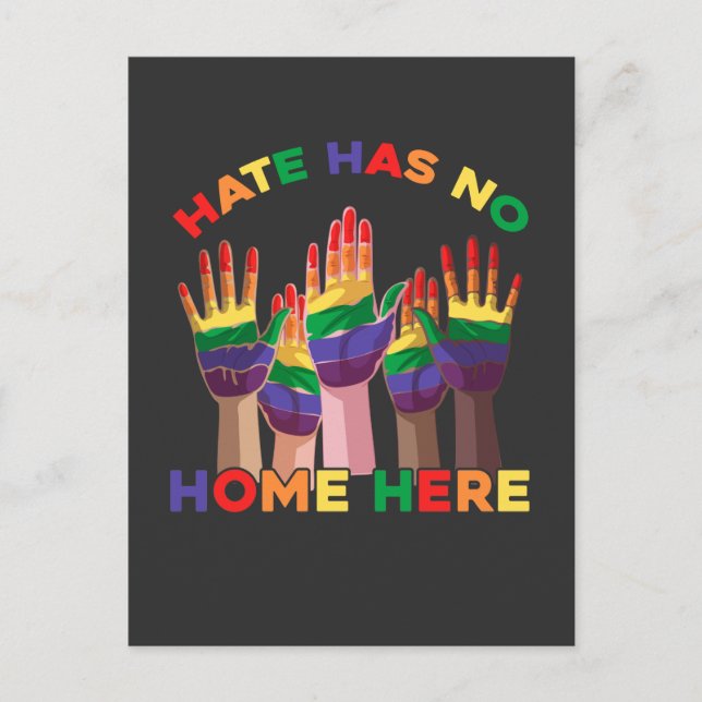 Carte Postale LGBT Droits de l'Homme Transgenre Arc-en-ciel main (Devant)