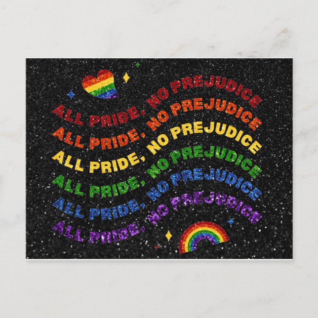 Carte Postale LGBT Glitter All Pride No Prejudice (Devant)
