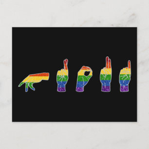 Carte Postale LGBT Parties scintillant Rainbow ASL Fière