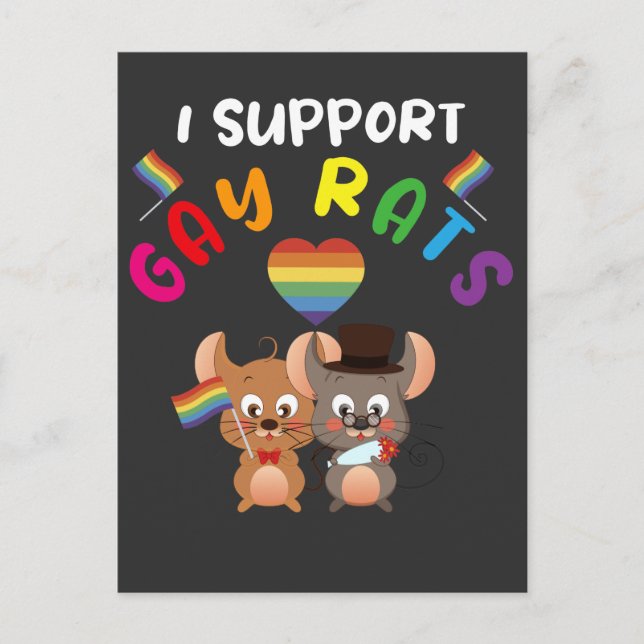 Carte Postale LGBT Support Rats Gay Mariage Celebration Queer (Devant)