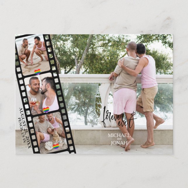 Carte Postale LGBTQ 4 PHOTO moderne Filmstrip Enregistrer la dat (Devant)