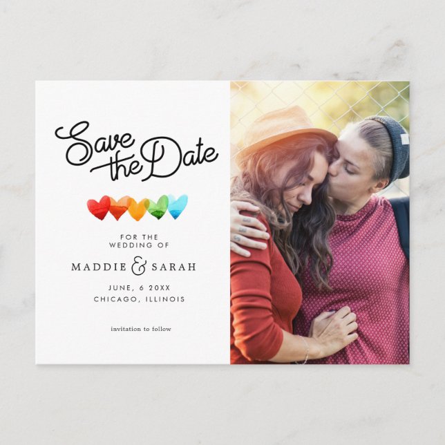 Carte Postale LGBTQ - Enregistrer le script de date avec photo (Devant)