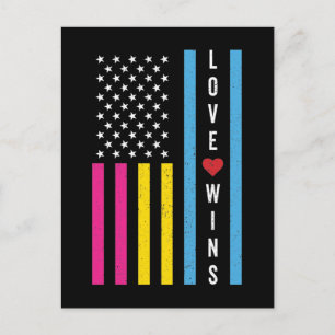 Carte Postale LGBTQ Pansexual Pride L'amour gagne le drapeau amé