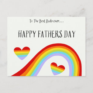 Carte Postale LGBTQ Rainbow & Hearts Bonne Fête des pères