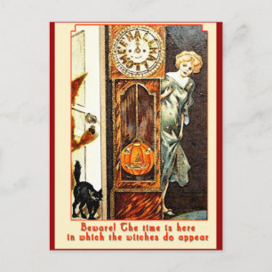 Carte Postale L'heure de sorcière L'art Vintage d'Halloween