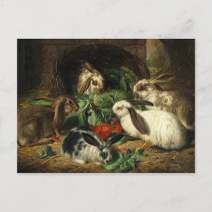 Carte Postale L'heureuse famille des lapins par Alfred Barber