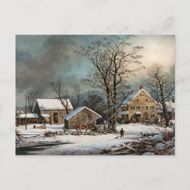 Carte Postale L'hiver dans le pays, un matin froid (Devant)
