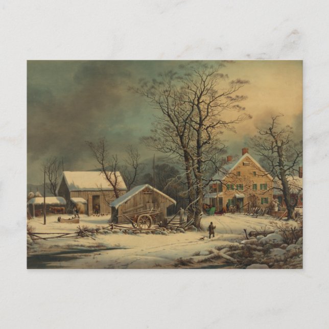 Carte Postale L'Hiver Dans Le Pays : Un Matin Froid (Devant)