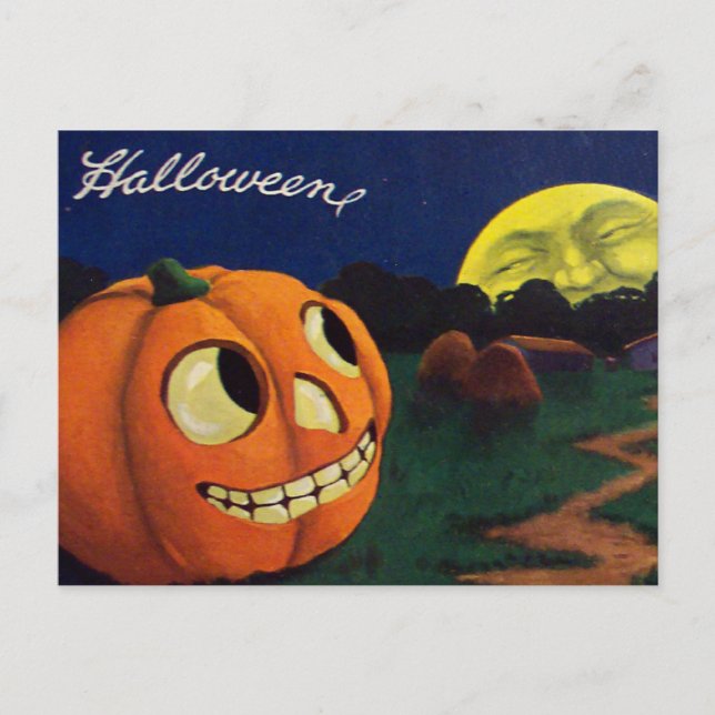 Carte Postale L'Homme citrouille Jack-o'-lantern Sur La Lune (Devant)