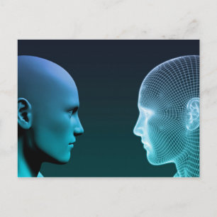 Carte Postale L'homme contre la machine en concurrence dans le f