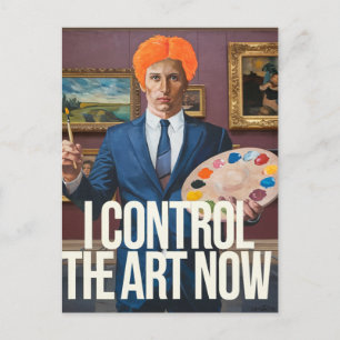 Carte Postale L'homme des cheveux orange contrôle l'art dans un 