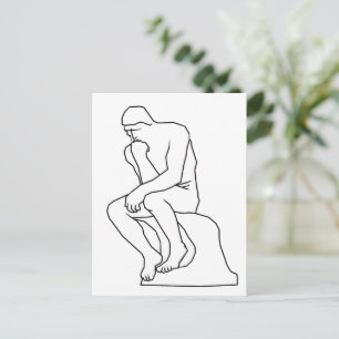 Carte Postale L'homme statue de la ligne artistique The Thinker,