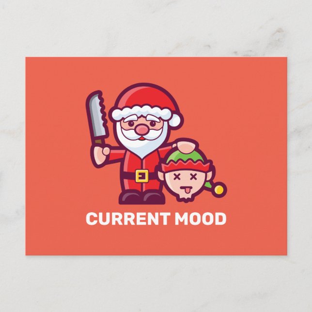 Carte Postale L'humeur actuelle Père Noël et Elfe (Devant)