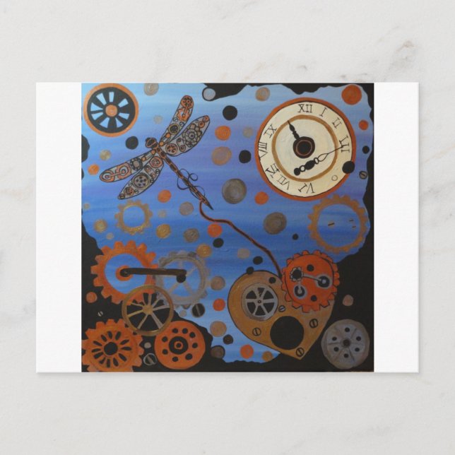 Carte Postale libellule steampunk (Devant)