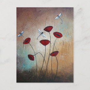 Carte Postale Libellules et Pavots