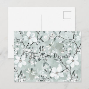 Carte Postale Libellules Florales Bleu Blanc