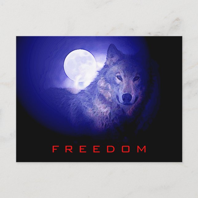 Carte Postale Liberté - Free Spirit Wolf & Moon Card (Devant)