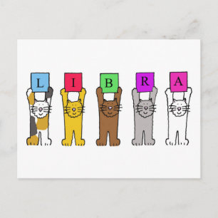 Carte Postale Libra Birthday Cute Cartoon Cats