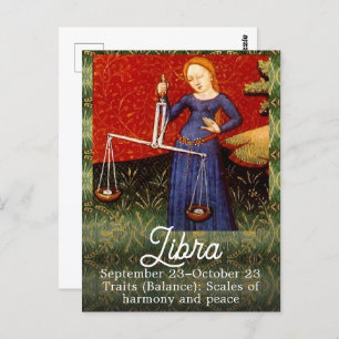 Carte Postale Libra Zodiac Signal Échelles Anniversaire