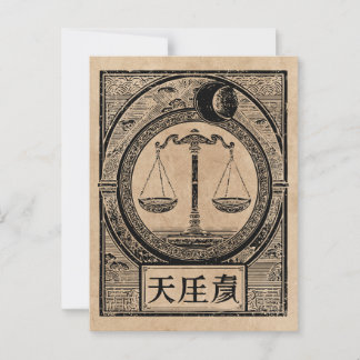 Carte Postale Libra Zodiac Wabi Sabi Art | Conception des échell