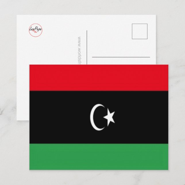 Carte Postale Libye - Drapeau qui flotte - (Devant / Derrière)