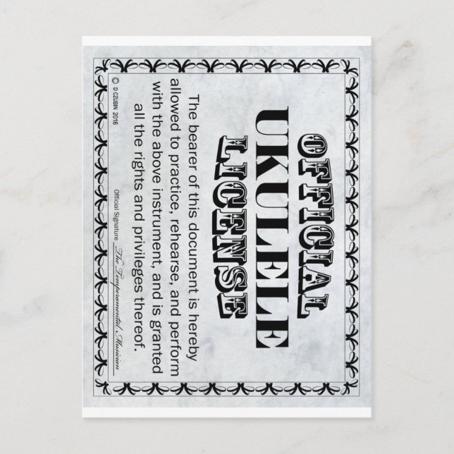 Carte Postale Licence Ukulele (Devant)
