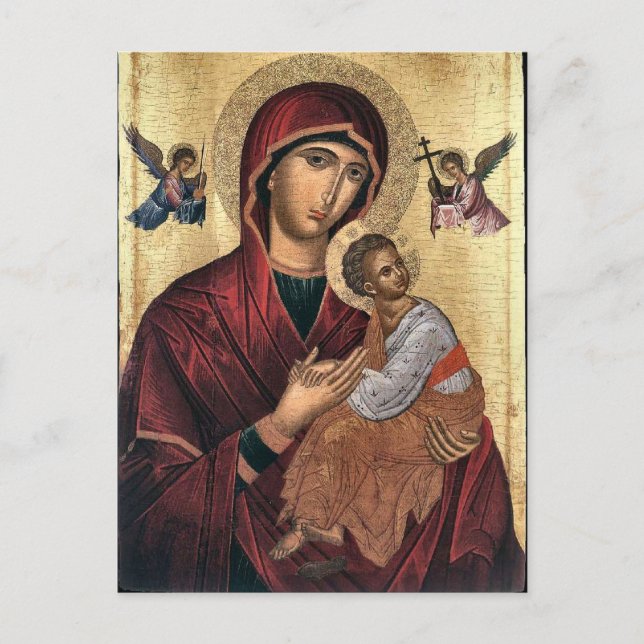 Carte Postale L'icône orthodoxe Theotokos et le Christ Enfant (Devant)