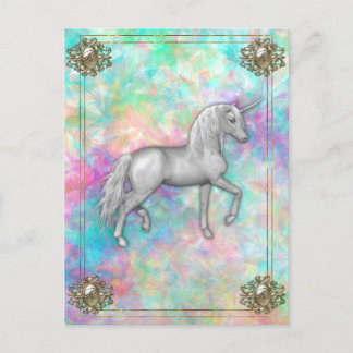 Carte Postale Licorne Arc-en-Ciel Élégante Monogramme