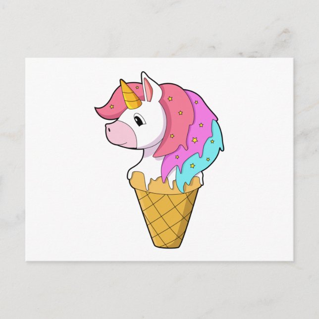 Carte Postale Licorne avec glace (Devant)