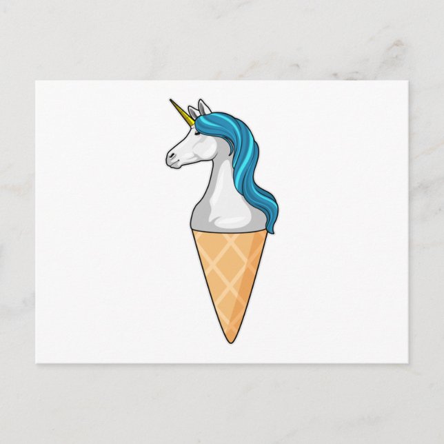 Carte Postale Licorne avec glace au gaufre (Devant)
