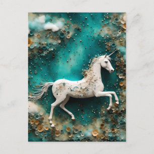 Carte Postale licorne blanche magique