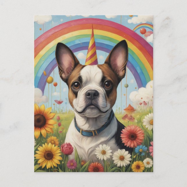Carte Postale Licorne Boston Terrier (Devant)
