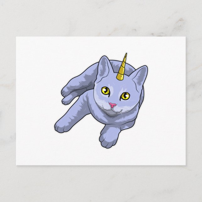 Carte Postale Licorne Chat (Devant)