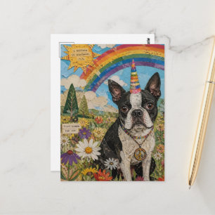 Carte Postale Licorne de paix Boston Terrier