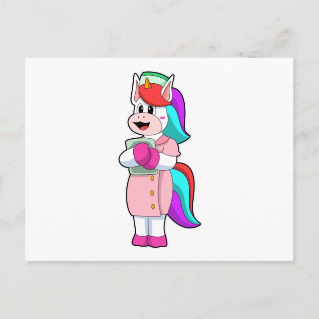 Carte Postale Licorne en tant qu'infirmière (Devant)